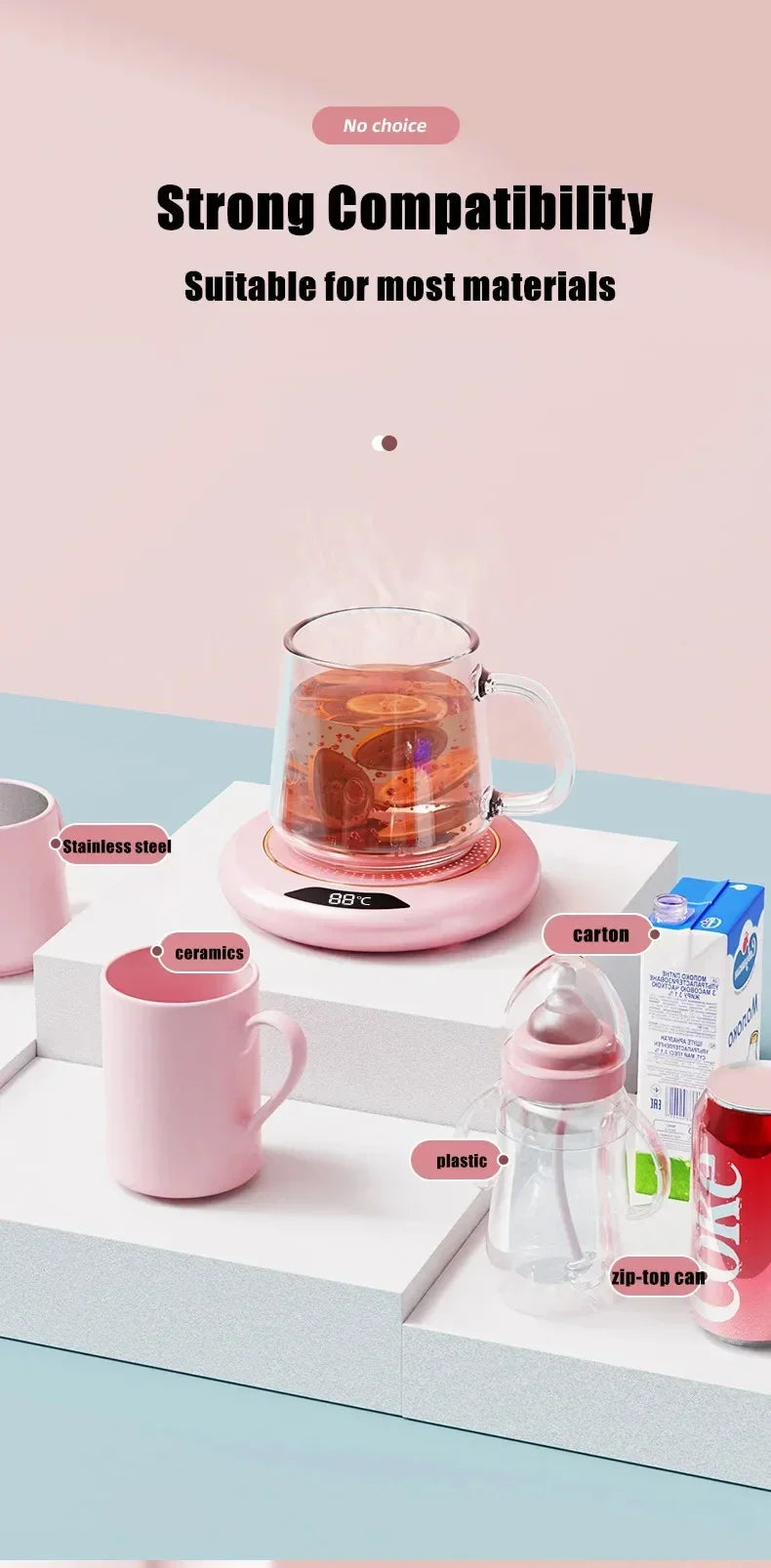 Thermostatic Heating Coaster USB Home Heat Cup Coaster 3-speed Adjustment Heating 55 Degrees Constant Electric Water Cup Warmer
