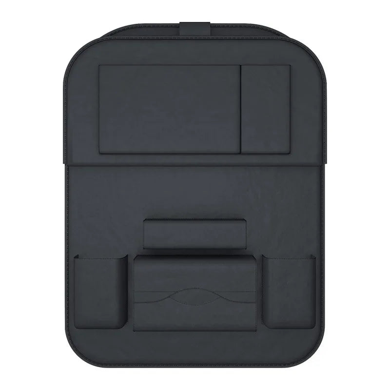 Car Backseat Organizer With Tablet Holder Leather Auto Seat Back Storage Organizer with Foldable Food Tray Tissue Phone Pocket