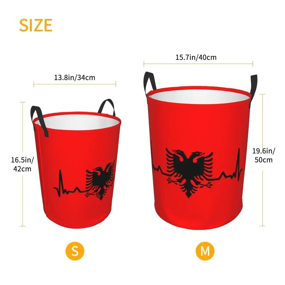 Albania Laundry Basket Foldable Albanian Pride Clothes Hamper for Baby Kids Toys Storage Bin