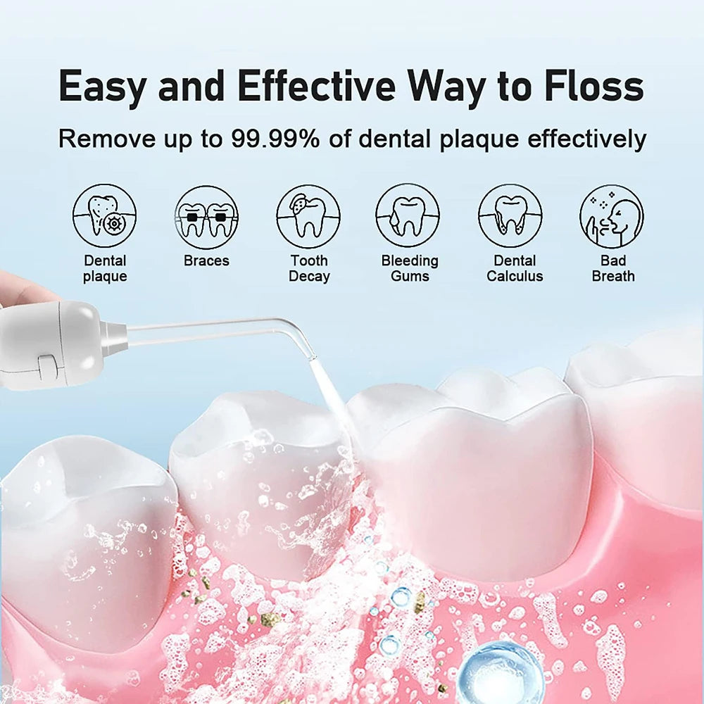 360° Rotatable Oral Irrigator Tabletop Water Flosser Rechargeable IPX5 Adjustable Pulse Water Pressure Teeth Cleaning Care Tool