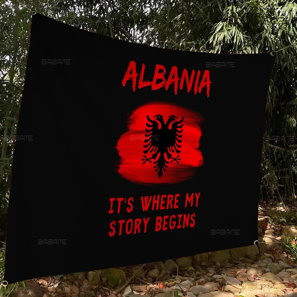 Albania Albanians National Flag Creative Pattern Hanging Flag Polyester Printed Banner Hand Pulled Flag