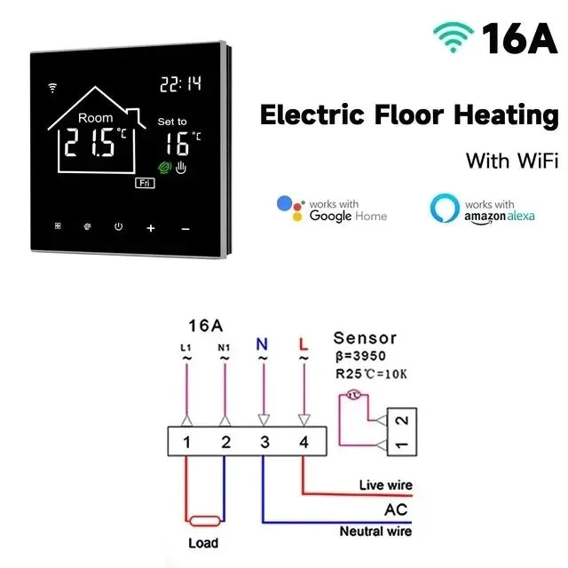 WiFi Smart Thermostat LCD Display Touch Screen for Electric Floor Heating Water/Gas Boiler Temperature Remote Controller