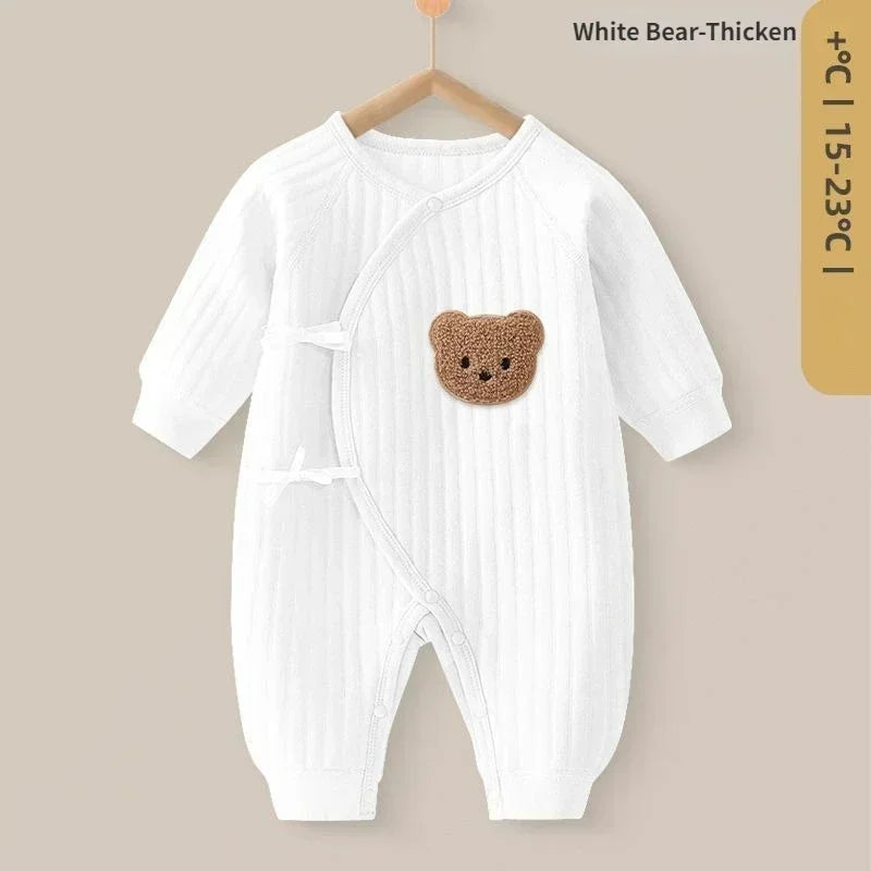Autumn Winter New Long Sleeve Body Suit & One Piece Thick Bear Romper Baby Clothes Infant Girls Coat Cotton Jumpsuit 0-1Y