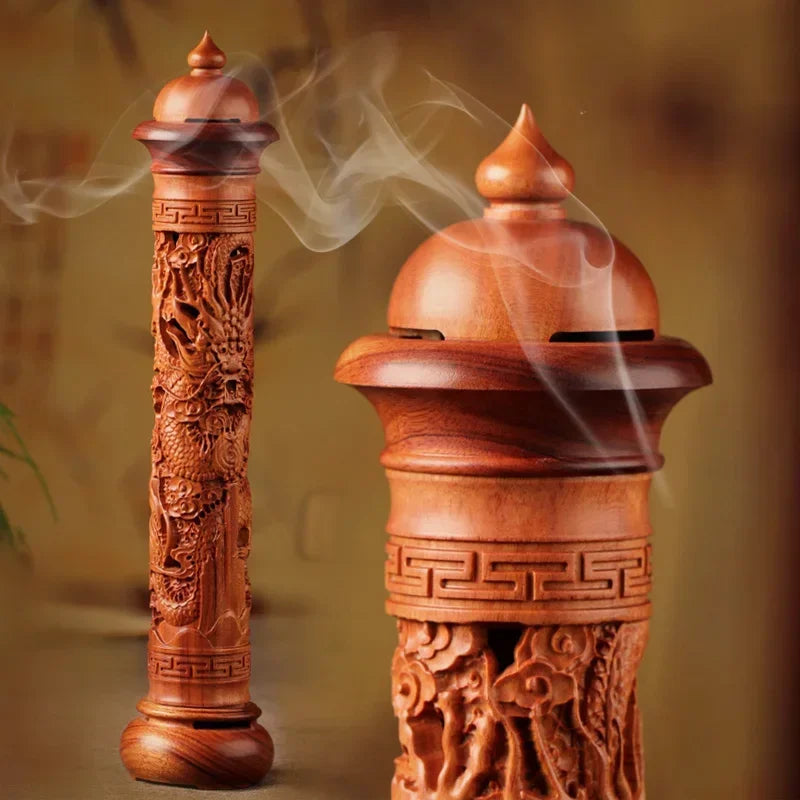Y Vertical Redwood Solid Wood Incense Burner Wooden for Incense Sticks 29cm Living Room Stick Incense Base Home Decoration