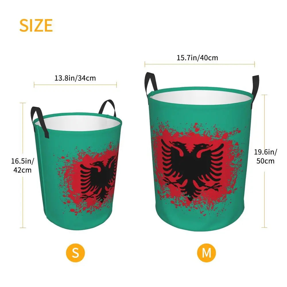 Albania Laundry Basket Foldable Albanian Pride Clothes Hamper for Baby Kids Toys Storage Bin