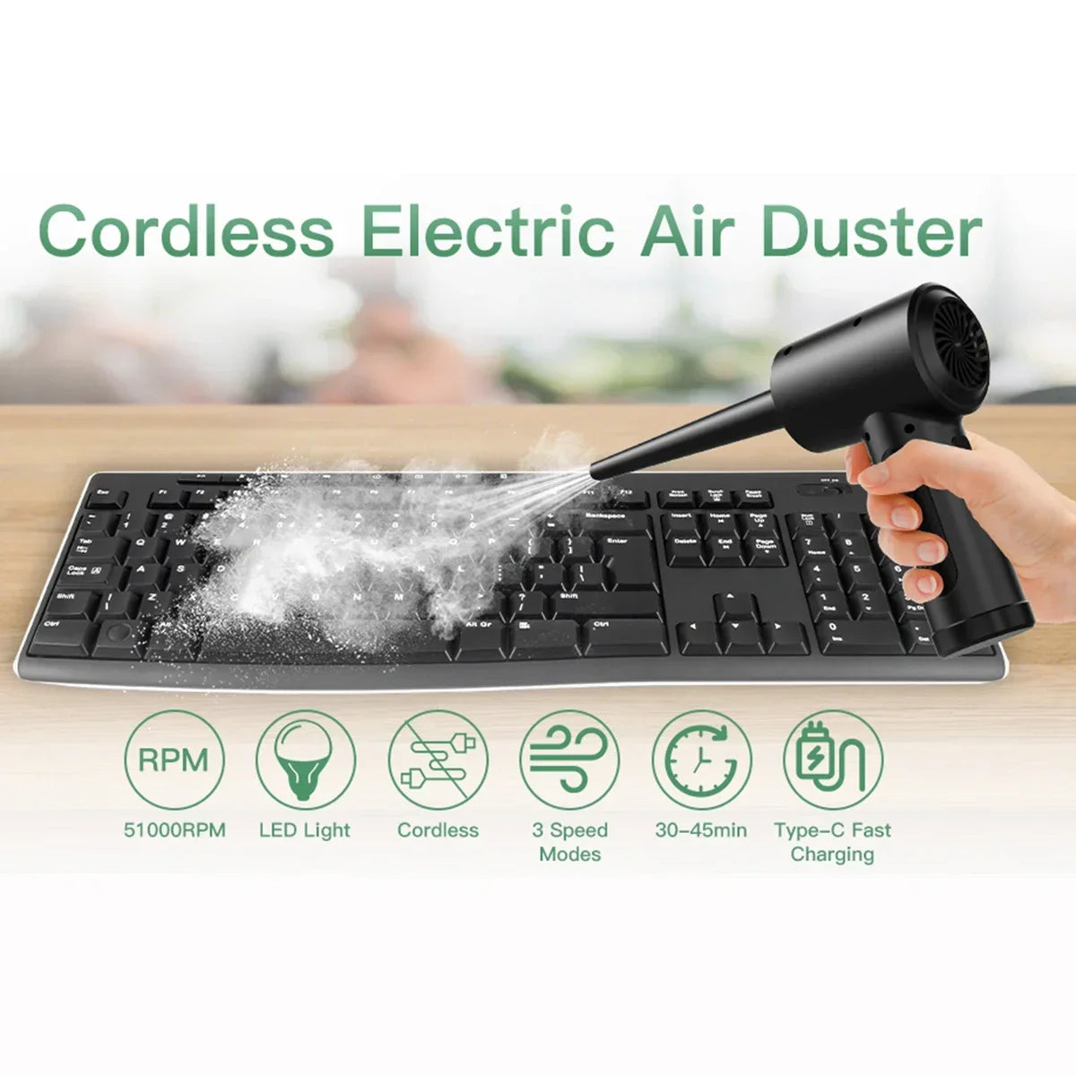 Xiaomi Compressed Air Duster Computer Keyboard Car Clean 51000 RPM USB Charging Portable Electric Dedusting Wireless Air Blower
