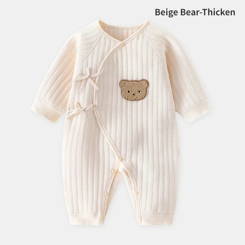 Autumn Winter New Long Sleeve Body Suit & One Piece Thick Bear Romper Baby Clothes Infant Girls Coat Cotton Jumpsuit 0-1Y