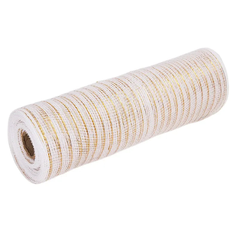 26cm 10yards Deco Poly Mesh Ribbon 10 Inch Wide Metallic Ribbon For Christmas Decoration Valentine's Day Diy Wrapping Ribbons