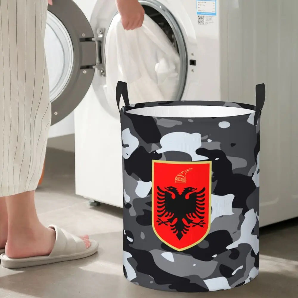 Albania Laundry Basket Foldable Albanian Pride Clothes Hamper for Baby Kids Toys Storage Bin