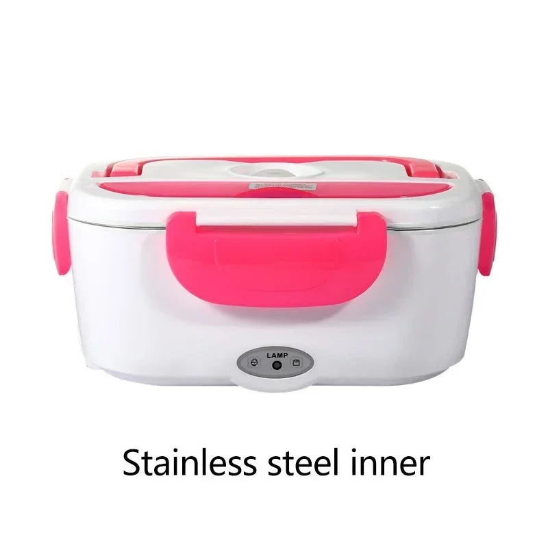 Portable Electric Heating Stainless Steel Heated Lunch Box Home Car Dual Use Rice Box Portable Electric Heating Stainless Steel