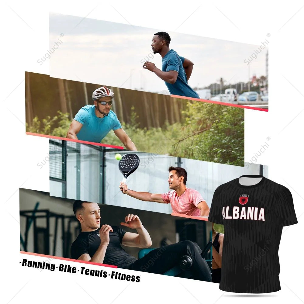 Sports Mesh T-shirt Albania Flag For Running Bike Soccer Tennis Football Fitness Tees 3D Printed Custom
