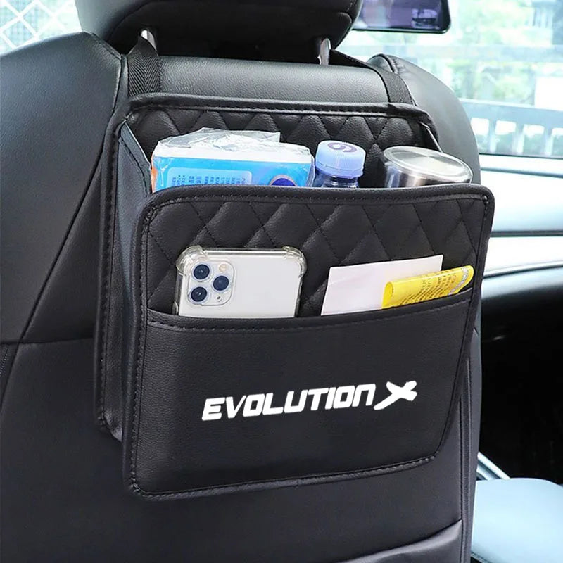 Car Backseat Storage Box Phone Pocket Hanging Holder Pouch PU Leather For Mitsubishi Evolution Car Accessorie Multi Hanging