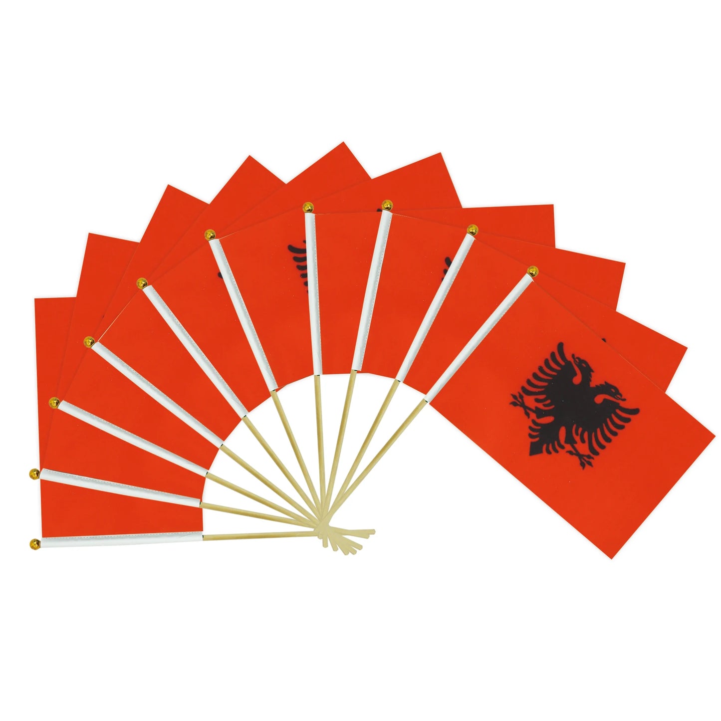 Albania 14x21CM Hand Flags National Flags For Indoor and Outdoor Decorations(10pcs/1set)