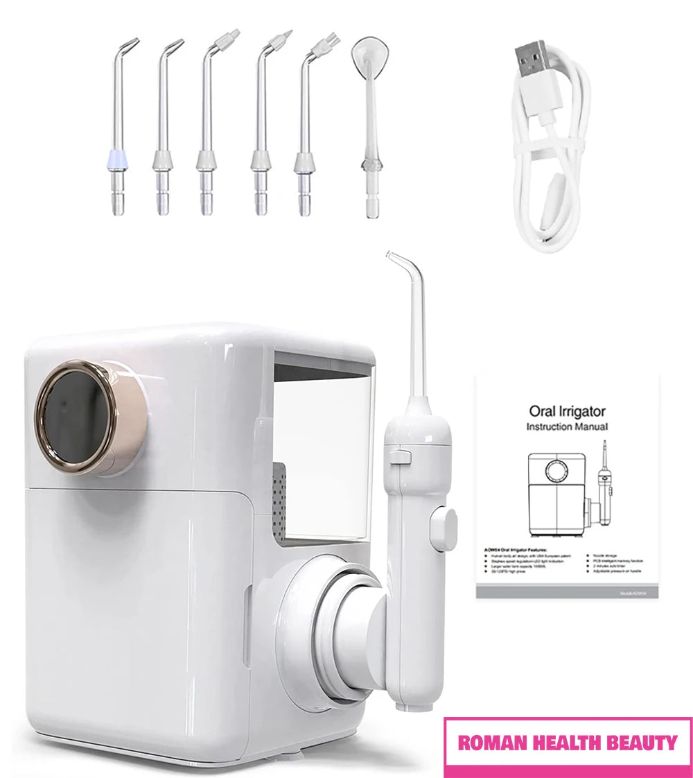 360° Rotatable Oral Irrigator Tabletop Water Flosser Rechargeable IPX5 Adjustable Pulse Water Pressure Teeth Cleaning Care Tool