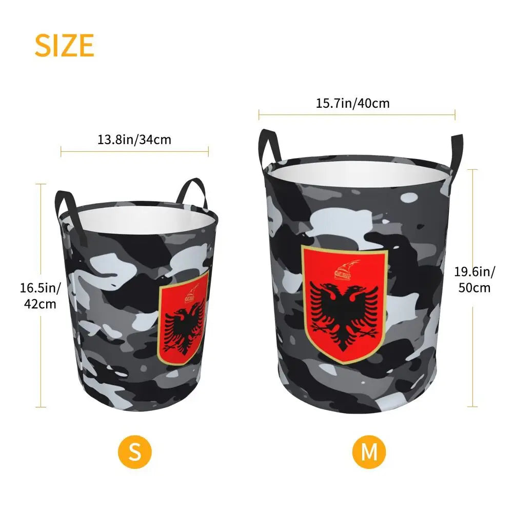 Albania Laundry Basket Foldable Albanian Pride Clothes Hamper for Baby Kids Toys Storage Bin
