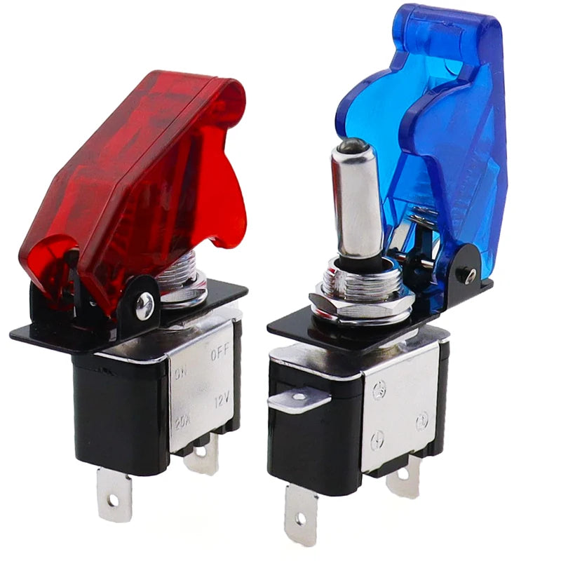 1set Auto Car Boat Truck ASW-07D Led Toggle Switch With Safety Aircraft Flip Up Cover Red Blue Green Yellow White 12V20A
