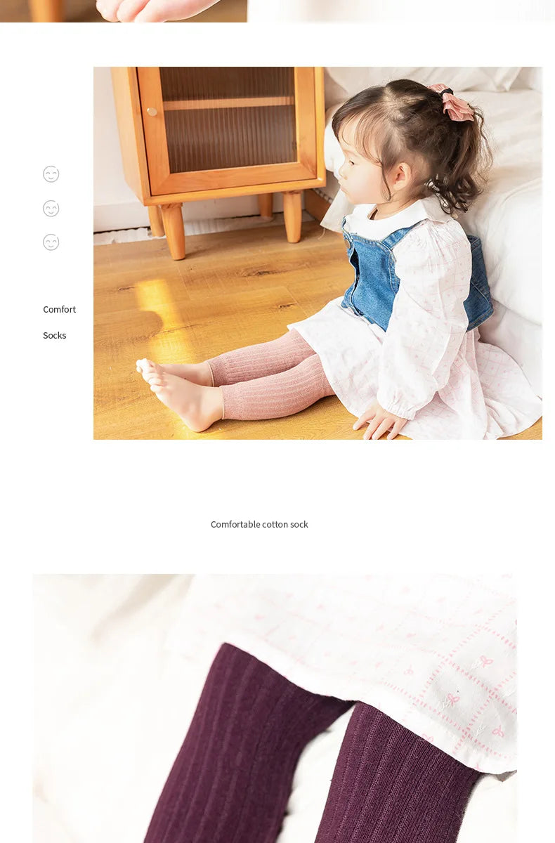 Spring Autumn Baby Children Leggings Soild Color Cotton Ribbed Pants Kids Stretch Knitting Trousers Girls Versatile Cropped Pant