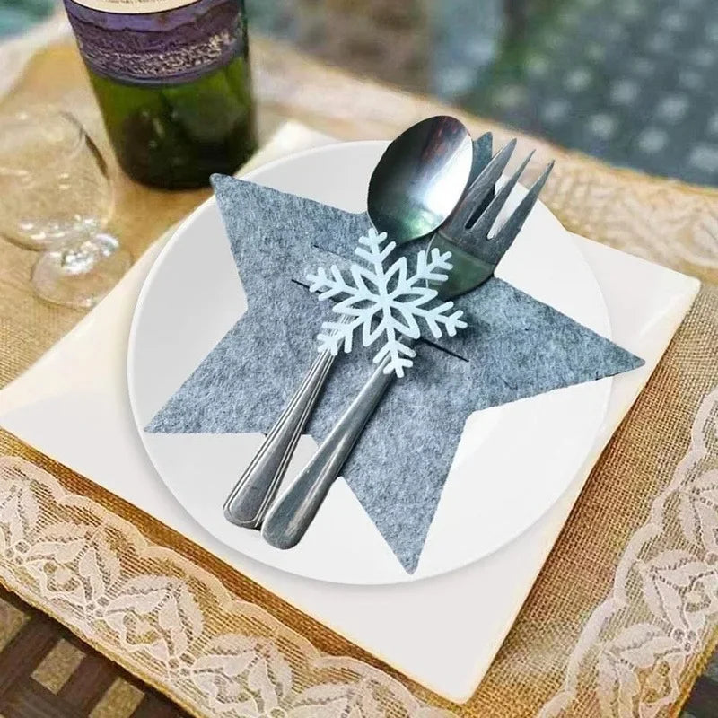 Christmas Tree Cutlery Knife Fork Covers Table Decor Elk Xmas Tableware Pocket Holder Bags New Year Party Decorations