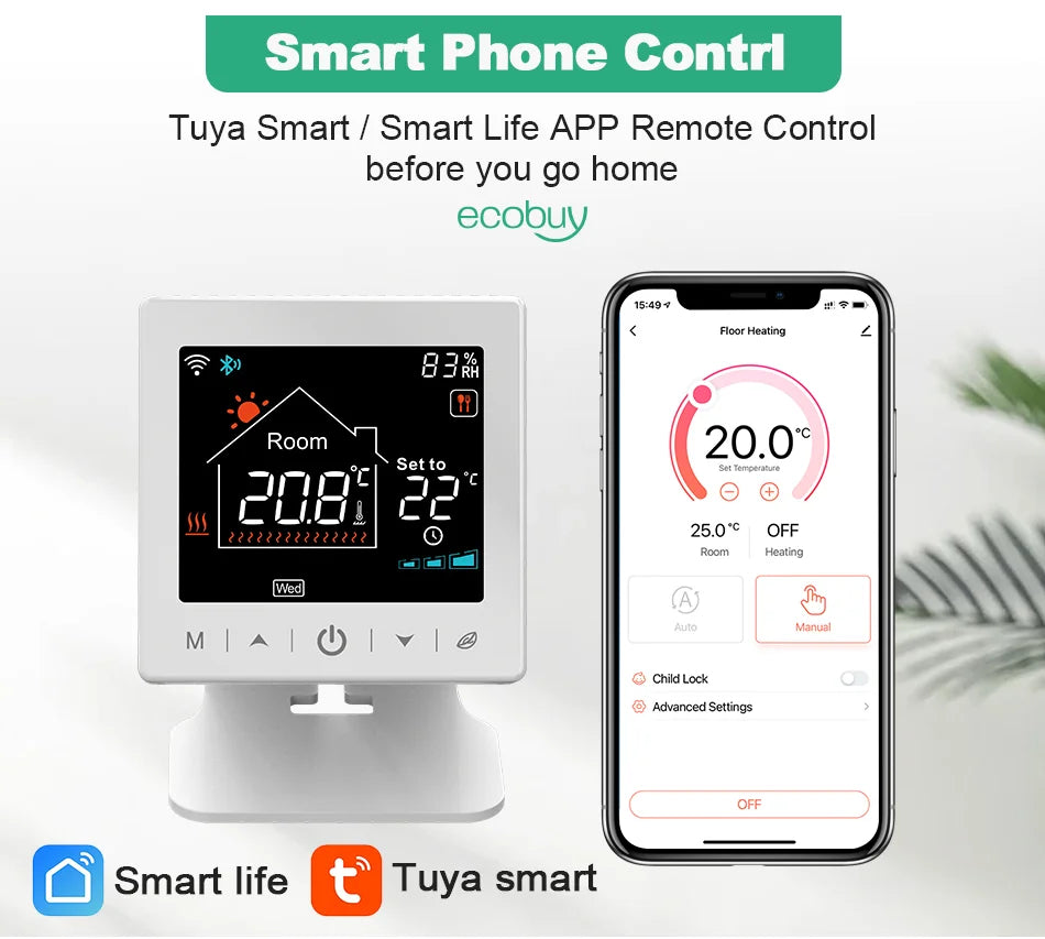 Tuya Smart Home Wifi Boiler Thermostat Wireless Battery Wifi Thermostat For Gas Boiler Warm Floor Electric Google Home Alexa
