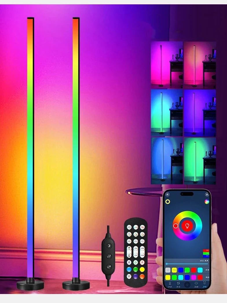 Smart RGB Dream Color Floor Lamp with Music Sync Modern 16 Million Color Changing Standing Mood Light with APP & Remote Control