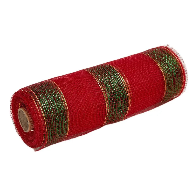 26cm 10yards Deco Poly Mesh Ribbon 10 Inch Wide Metallic Ribbon For Christmas Decoration Valentine's Day Diy Wrapping Ribbons