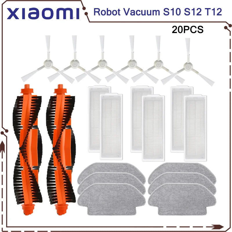 Compatible For Xiaomi Robot Vacuum S10 S12 T12 B106GL/ Mop 2S XMSTJQR2S / 3C B106CN Parts Accessories Main Side Brush Filter Mop
