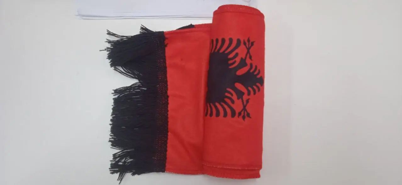 Flagnshow Flat knit Double Side Printing Albania Flag Scarf With tassel