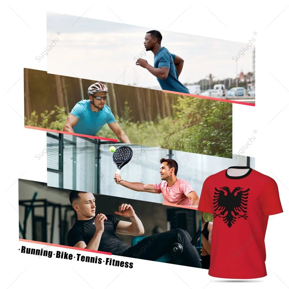 Sports Mesh T-shirt Albania Flag For Running Bike Soccer Tennis Football Fitness Tees 3D Printed Custom