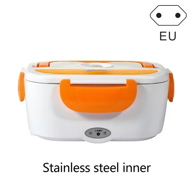 Portable Electric Heating Stainless Steel Heated Lunch Box Home Car Dual Use Rice Box Portable Electric Heating Stainless Steel