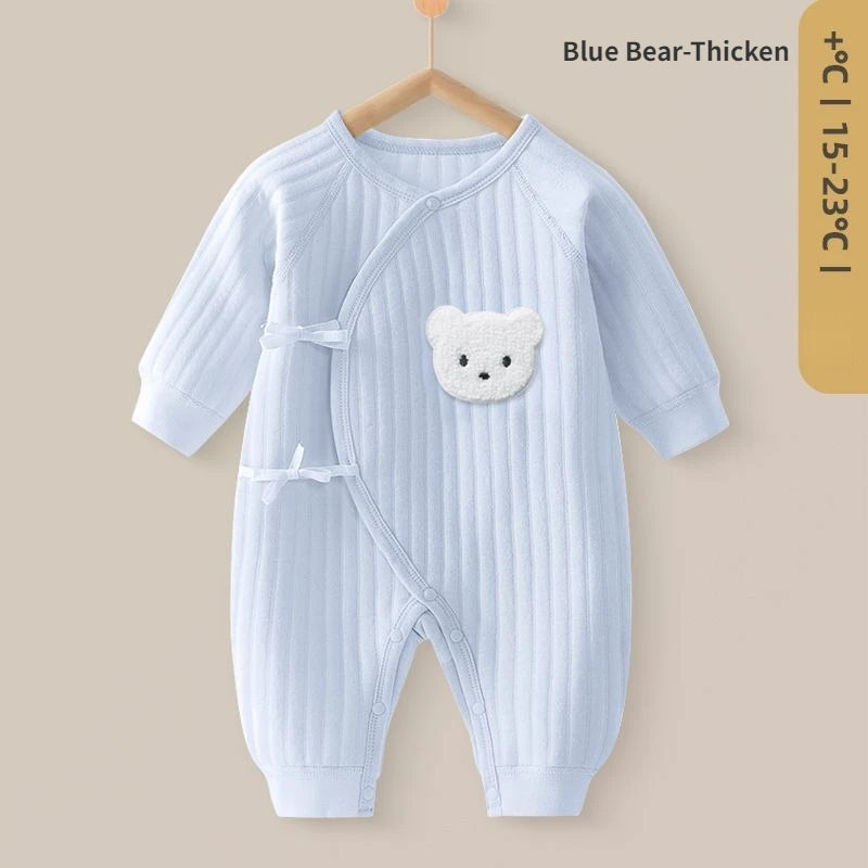 Autumn Winter New Long Sleeve Body Suit & One Piece Thick Bear Romper Baby Clothes Infant Girls Coat Cotton Jumpsuit 0-1Y