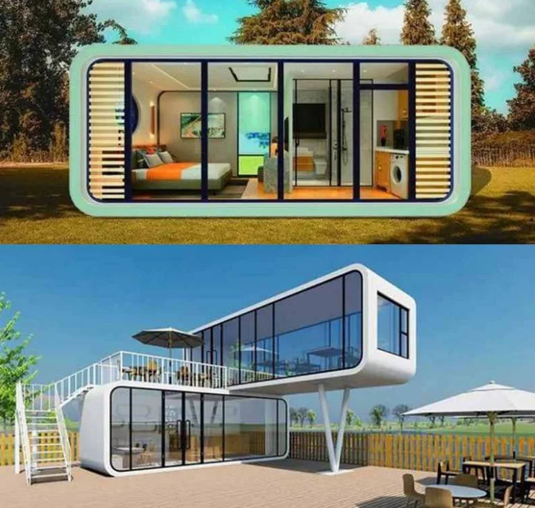 Prefabricated colored steel material Prefab Bolt Container House ,Integrated Space capsule container mobile house building