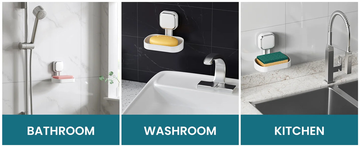 TAILI Soap Dish for Shower Waterproof Shower Soap Holder Heavy Duty Soap Dish No Drilling Soap Holder for Bathroom Kitchen Sink