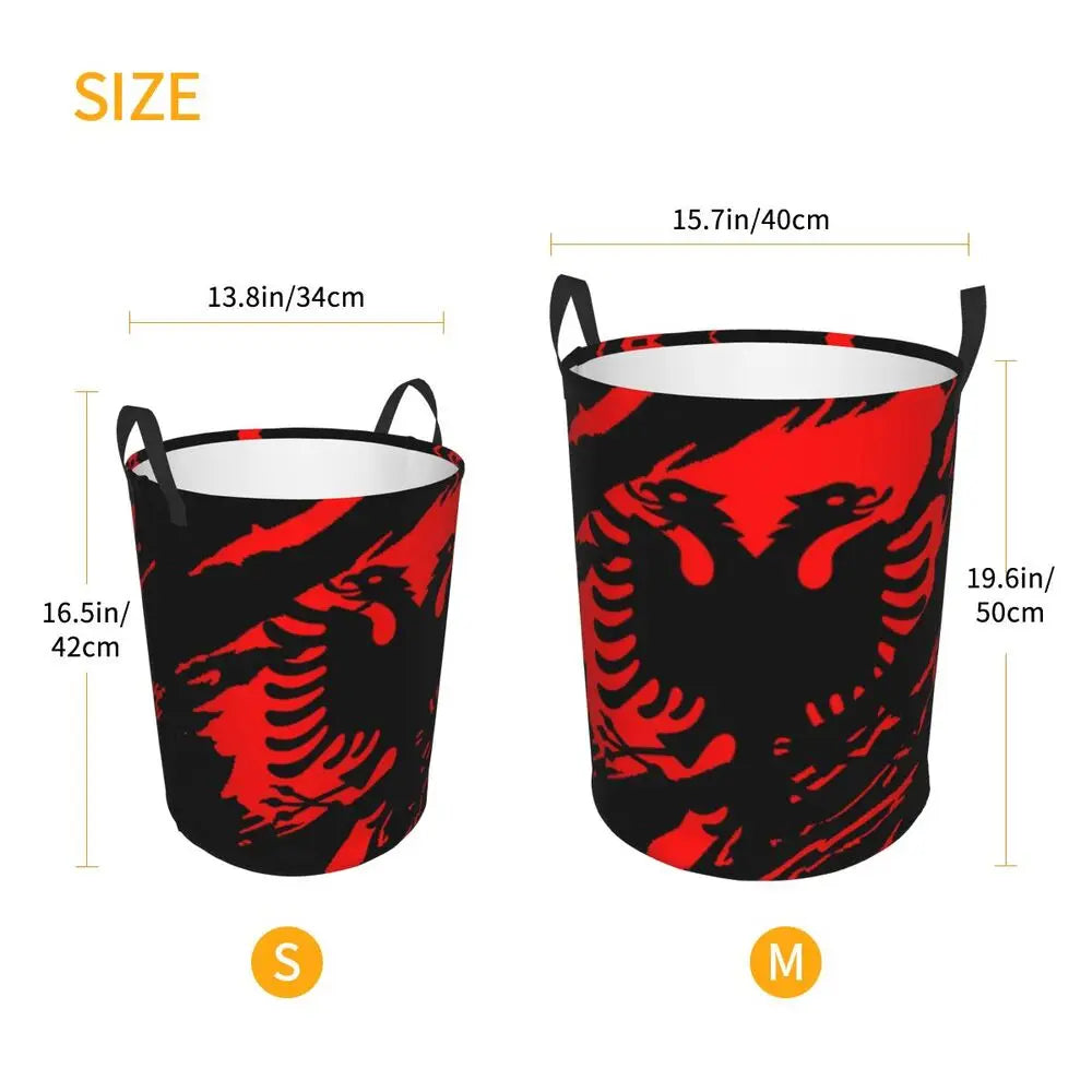 Albania Laundry Basket Foldable Albanian Pride Clothes Hamper for Baby Kids Toys Storage Bin