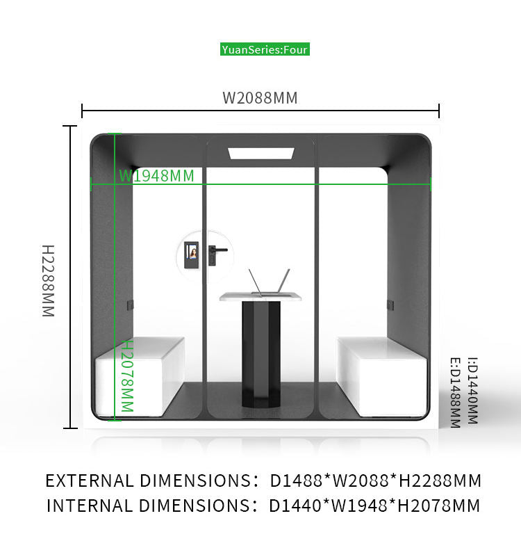 Prefab house luxury 4 person office pod fast assemble silent conference room Individual pod with CE