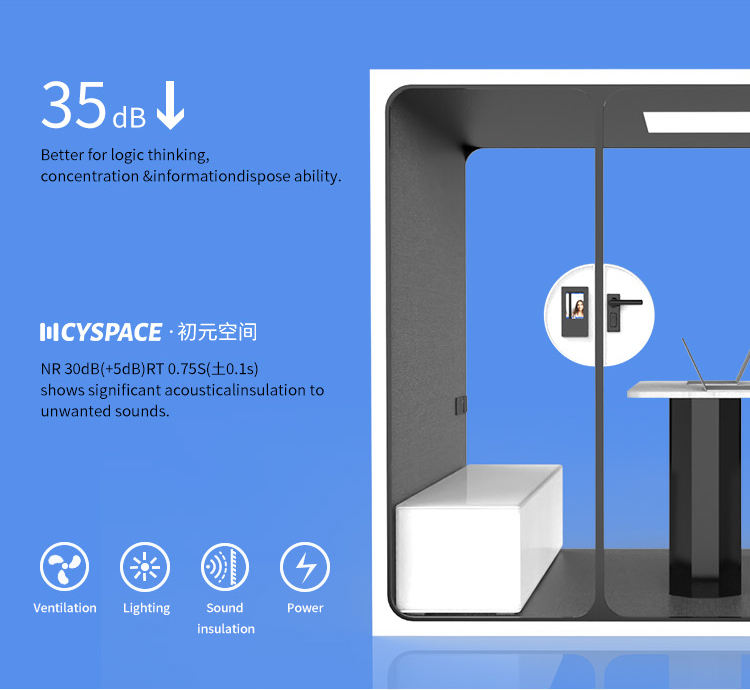 Prefab house luxury 4 person office pod fast assemble silent conference room Individual pod with CE