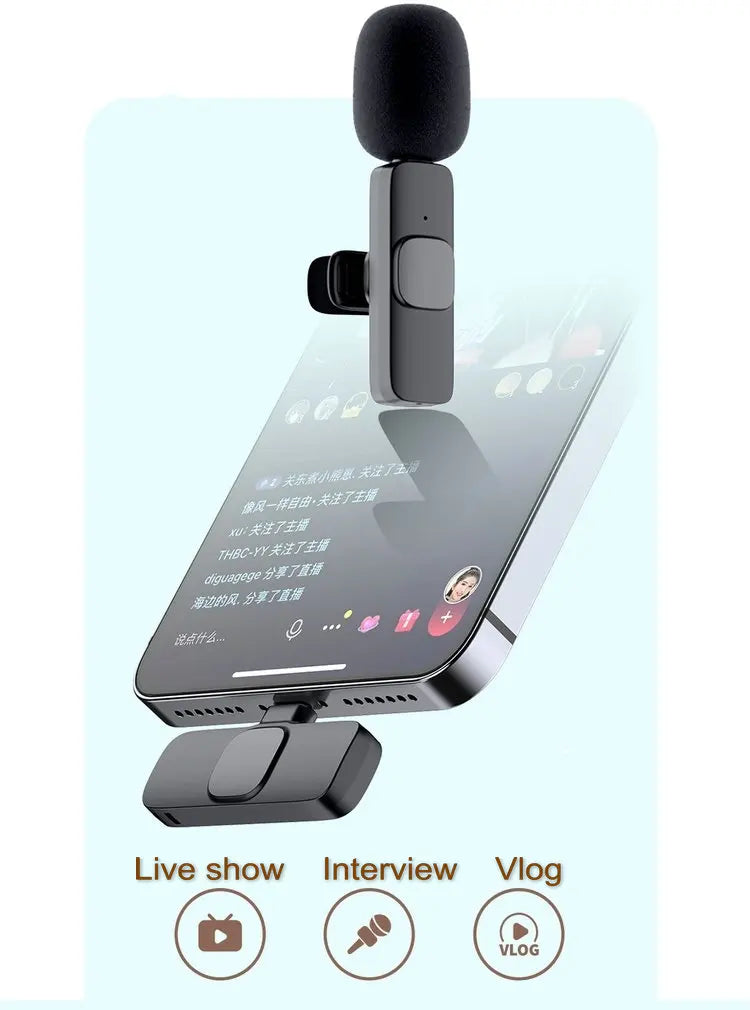 Wireless Lavalier Microphone Portable Audio Video Recording Mic For IPhone Android Mobile Phone Live Broadcast Game Microfonoe