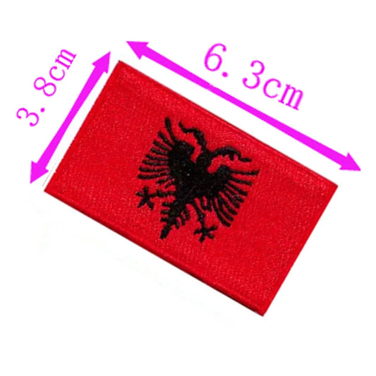 Albania Country Flag Embroidery Patch 6.3cm Wide High Quality Iron On Sew On Backing/DIY Badge