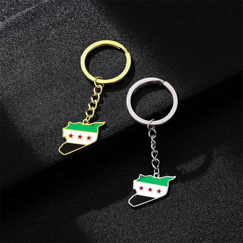 Stainless Steel Syria Map Flag Pendant Necklaces for Women Men Gold Color/Silver Color Charm Fashion Syrians Map Chain Jewelry
