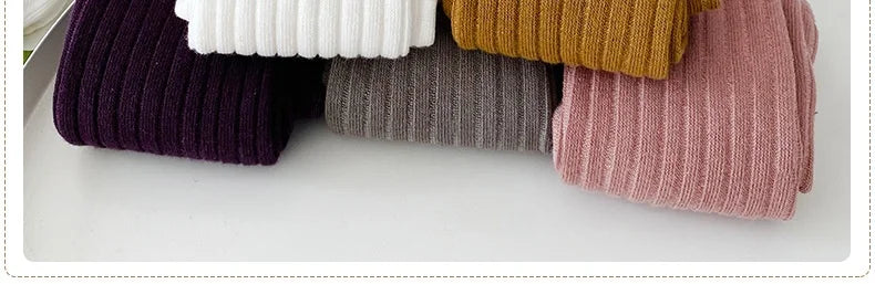 Spring Autumn Baby Children Leggings Soild Color Cotton Ribbed Pants Kids Stretch Knitting Trousers Girls Versatile Cropped Pant