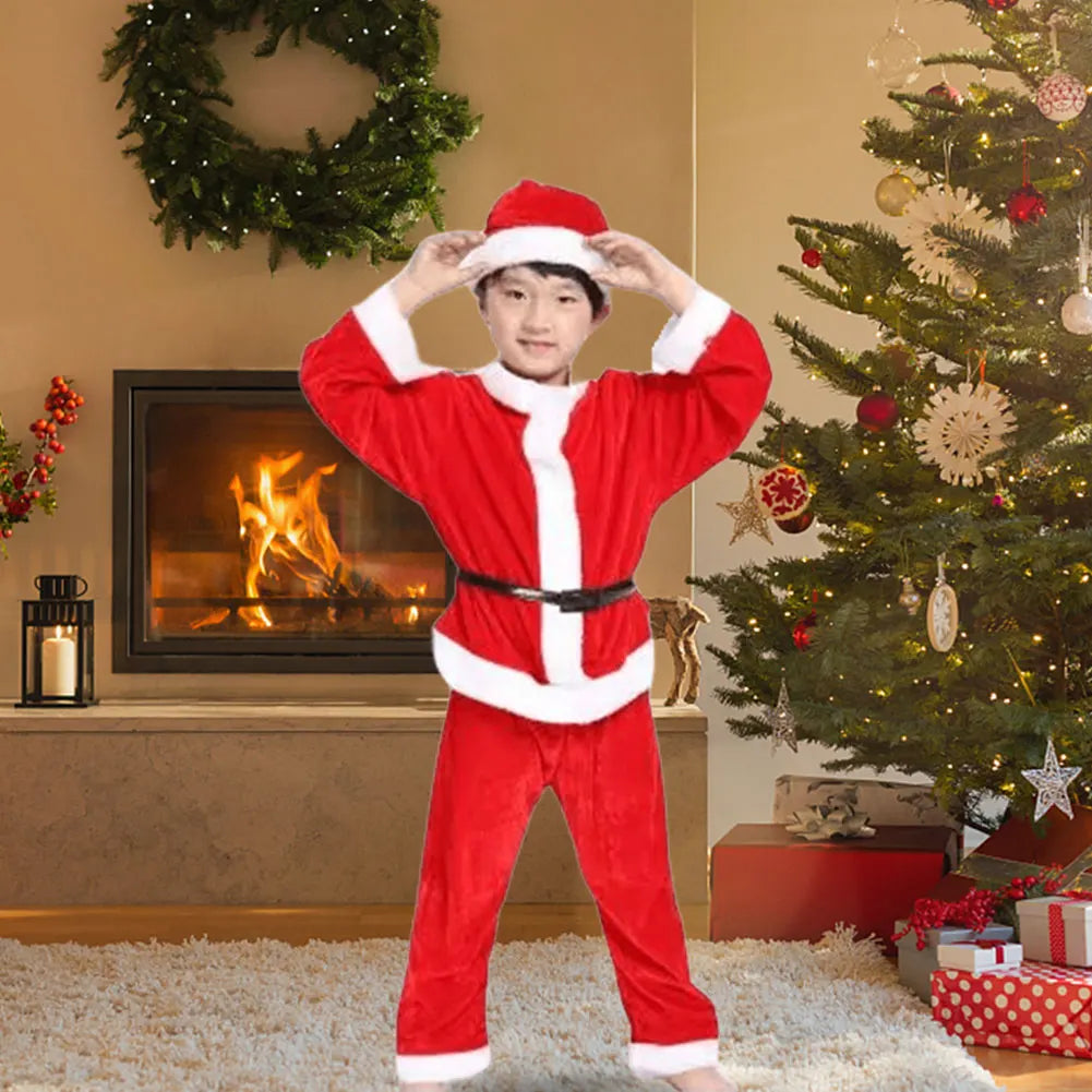 Christmas Kids Santa Claus Costume Lovely Children Santa Suit Cute Santa Claus Cosplay Clothes Xmas Festival Outfit