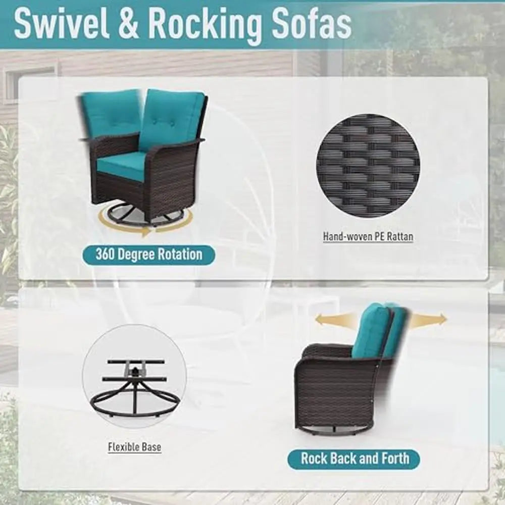 Outdoor Modular Patio Furniture Set with Swivel Chairs & 55000 BTU Fire Pit Comfortable Seating Garden & Porch Gatherings