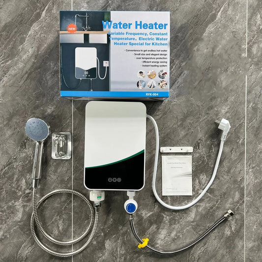 Tankless Mini Hot Water Heater Thermostatic Washing Heating System with Digital Display for Home Kitchen Bathroom