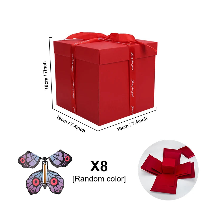 Creative Butterfly Explosion Gift Box with Magic Flying Butterfly Surprise DIY Assembled Handmade GiftBox For Birthday Christmas