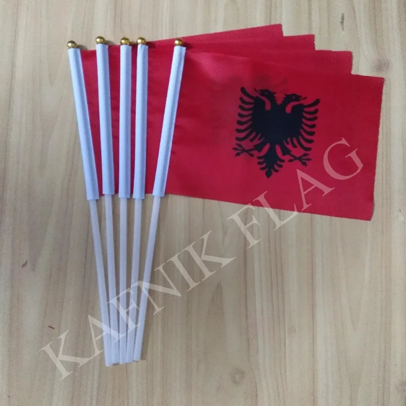 KAFNIK,5pcs Albania  Hand Wave Flags Countries Flags