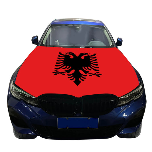 Albania Car Hood Cover Flag  Universal Size Elastic Polyester 120x150cm for Car Decor