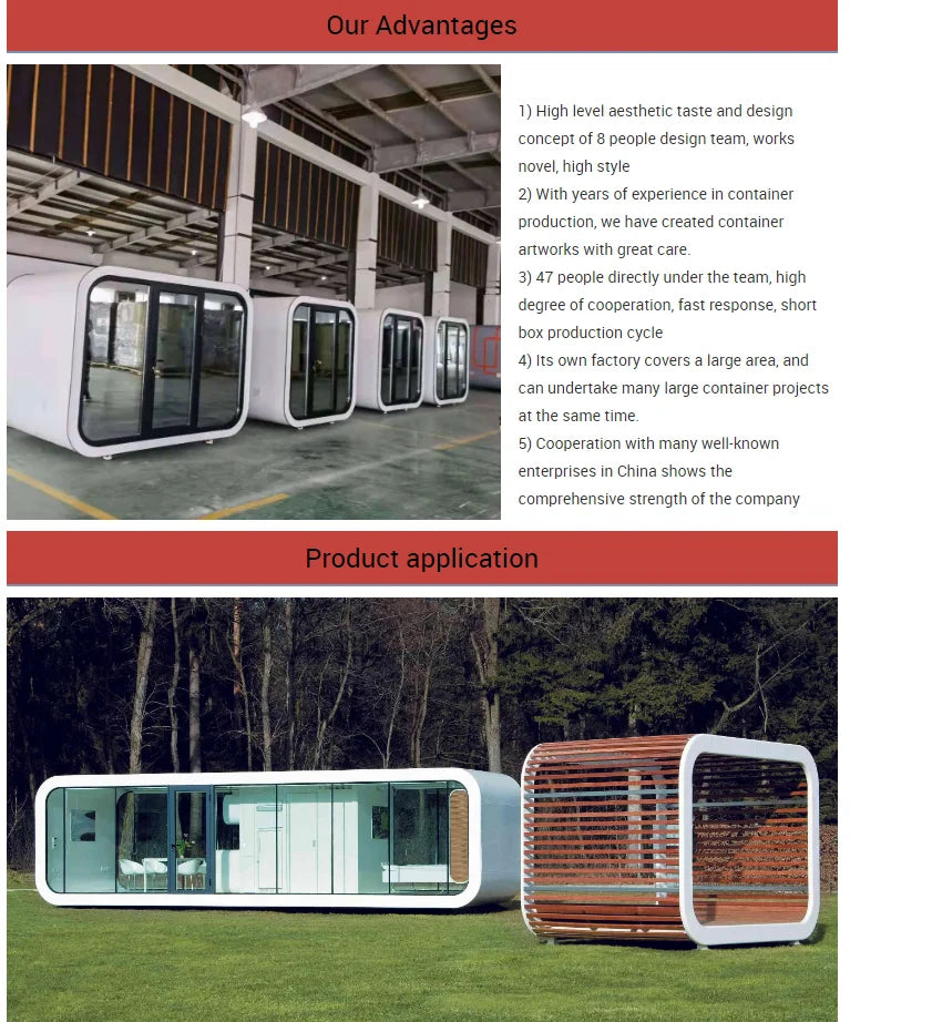 Prefabricated IOT Building automation control Modular for Homestay Capsule Space Carbin Room Prefab Tiny Mobile Smart home villa