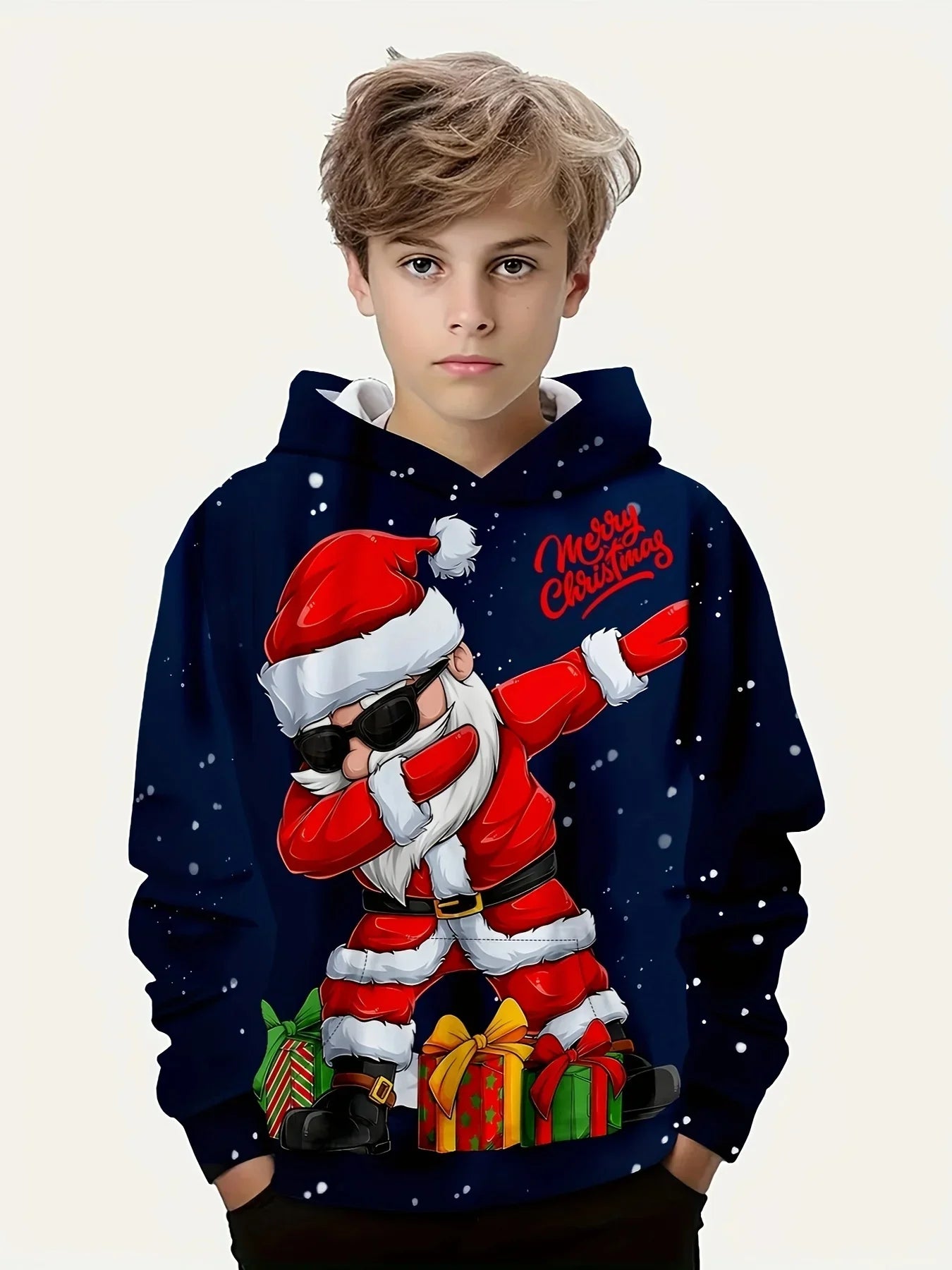 3D Printed Funny Pattern Hoodies Christmas Cool Dancing Santa Long Sleeve Loose Kids Casual Novelty Sweatshirts Autumn Winter