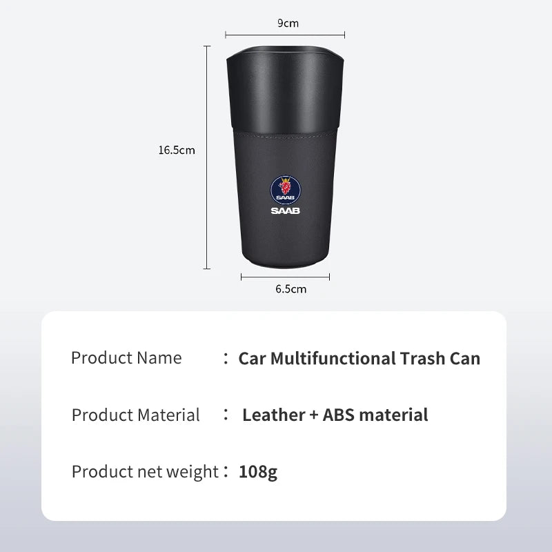 Car Trash Bin Console Rubbish Cans Storage Phone Holder Garbage Box For SAAB 9-3 9-5 93 9000 900 9-7 600 99 9-X 97X Turbo GT750