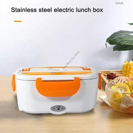 Portable Electric Heating Stainless Steel Heated Lunch Box Home Car Dual Use Rice Box Portable Electric Heating Stainless Steel