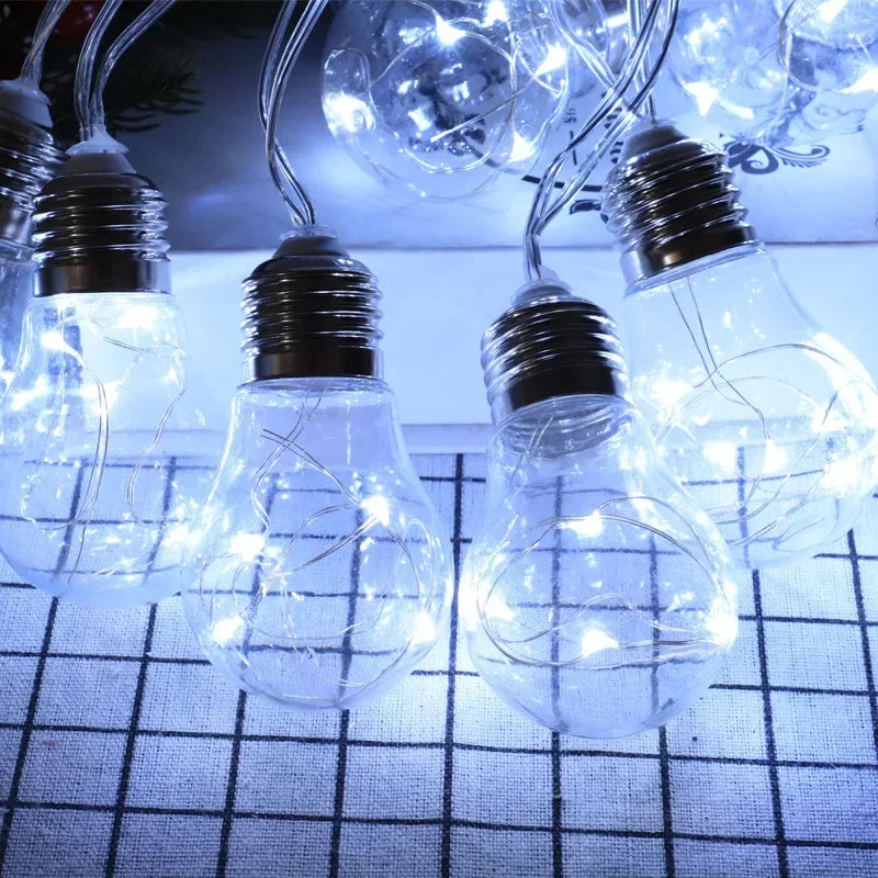 LED Solar Bulb Lights Waterproof Outdoors Garden Fairy Lights Garland Christmas Wedding Party Ornament Light String
